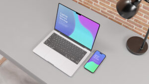 iPhone 15 Pro and Macbook Pro Mockup Free Download