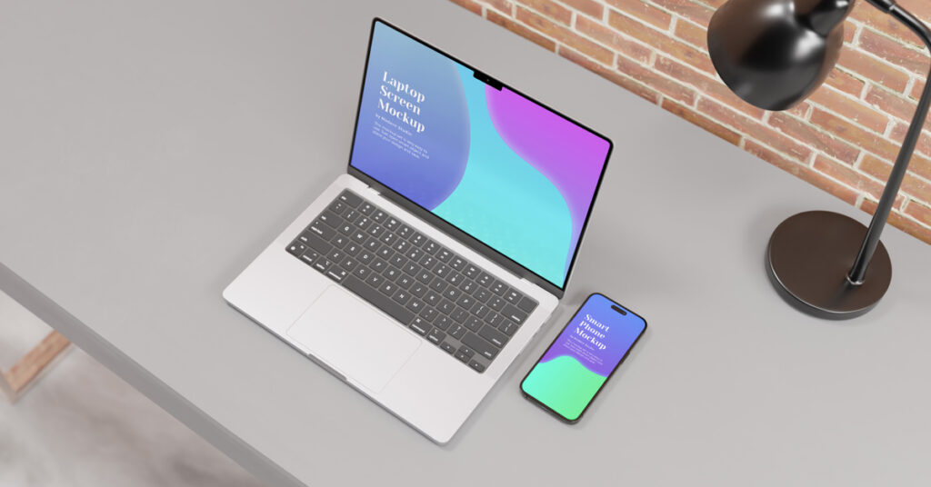 iPhone 15 Pro and Macbook Pro Mockup Free Download