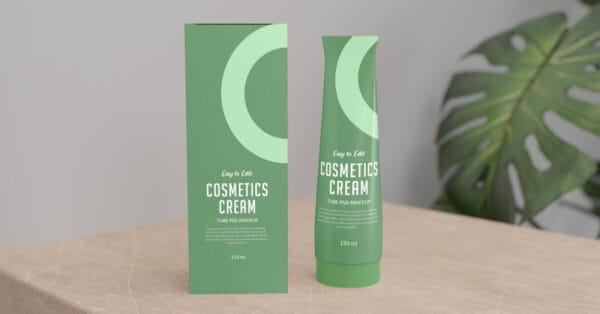 Cosmetics Cream Tube and Box Mockup Set 2