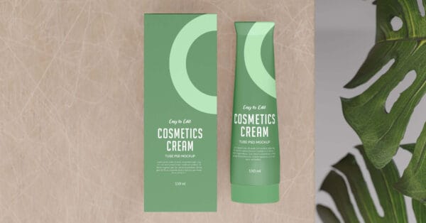 Cosmetics Cream Tube and Box Mockup Set 3