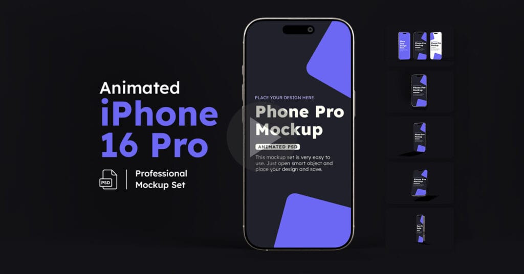 Animated iPhone 16 Pro Mockup Bundle