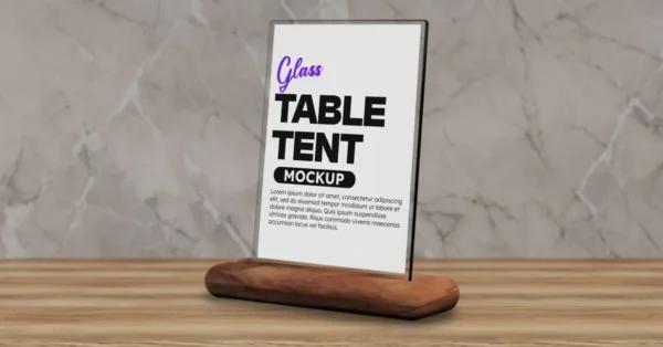 Glass Table Tent Mockup