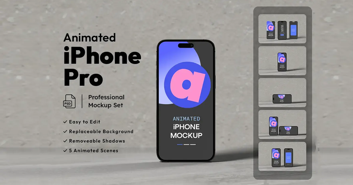 Animated iPhone Pro Swipe Mockup Preview