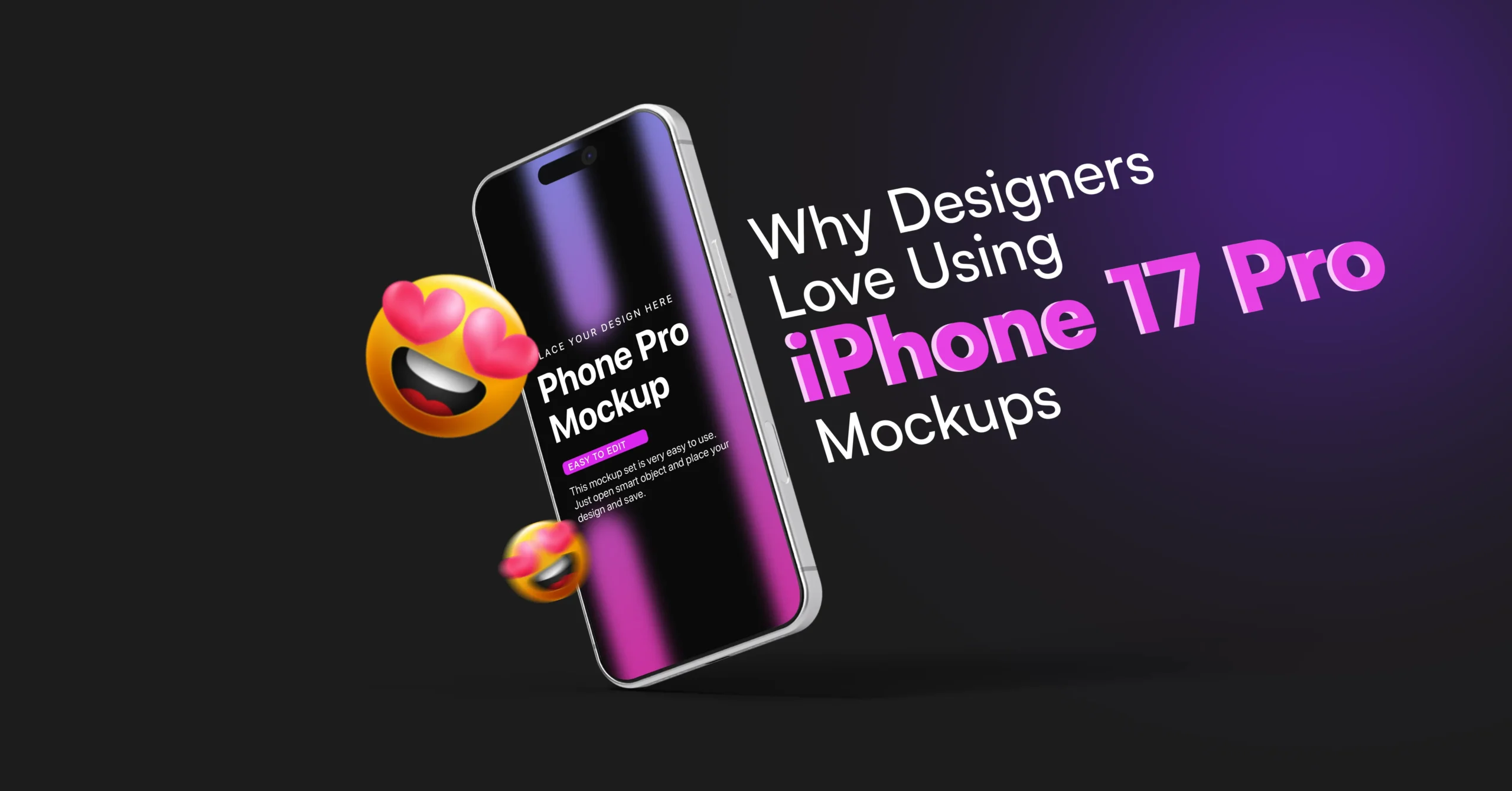 iPhone 17 Pro mockup with sleek design and gradient reflections, illustrating why designers prefer modern mockups in 2026.