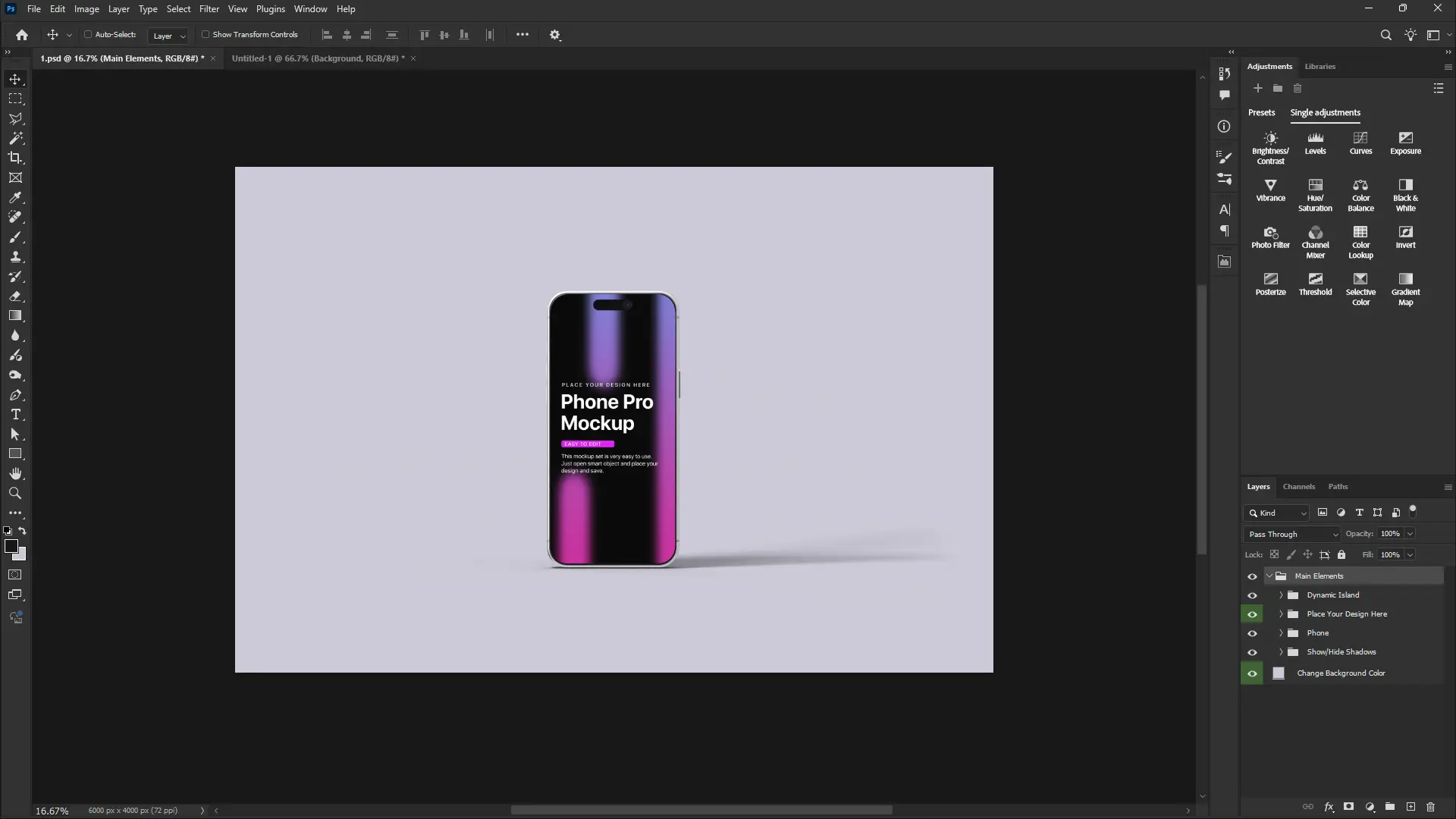 editing iPhone 17 Pro mockup in Photoshop using smart object for UI design presentation