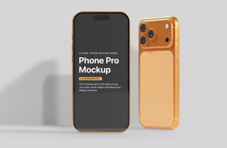 Free iPhone 17 Pro Mockup showcasing front and back views with customizable design template.